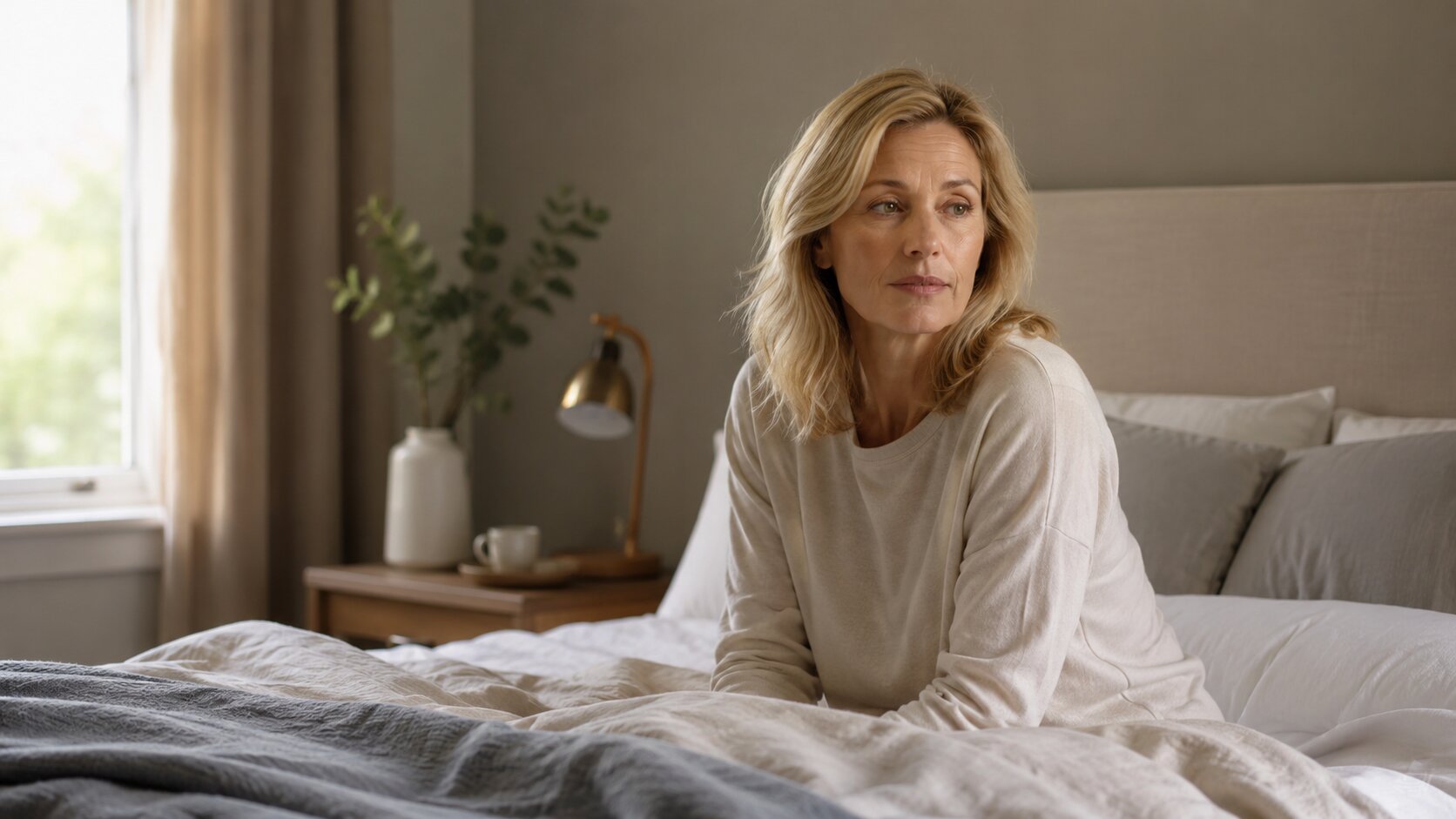 Woman experiencing sleep disruption during perimenopause